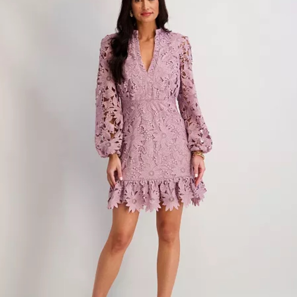 NWT Kensie Women's Heavy Floral-Lace Long-Sleeve Mini Dress